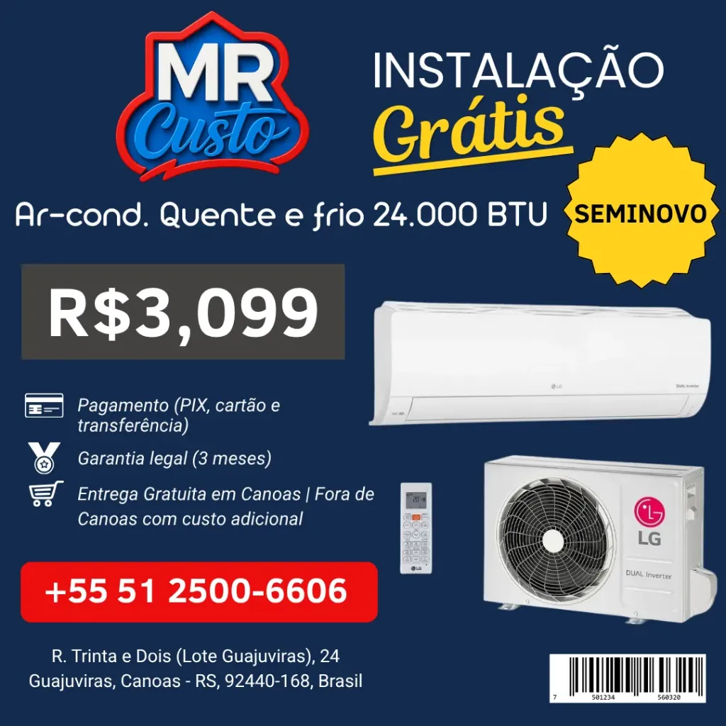 [84000003] Ar Condicionado Split - LG 24.000 BTUs Quente e Frio - TSNH2428RM1