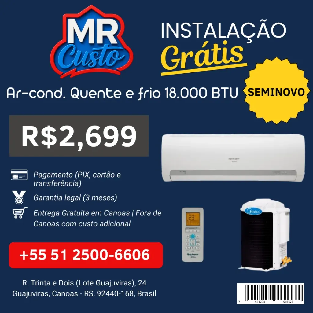 [84000005] Ar Condicionado Split - Midea 18.000 BTUs Quente e Frio - 42MAQA18S5