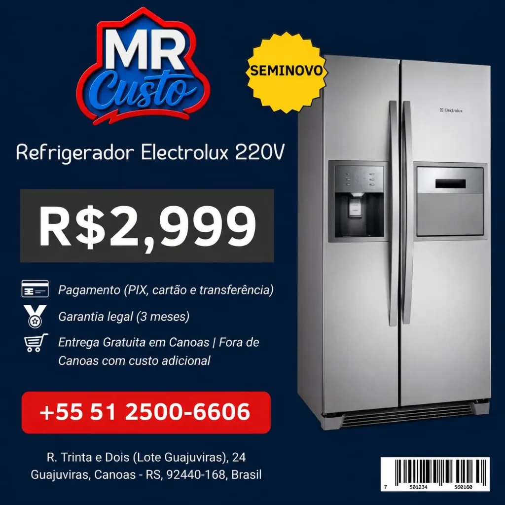 [84000022] Geladeira - Electrolux Side by Side Inox 551L - SH70X