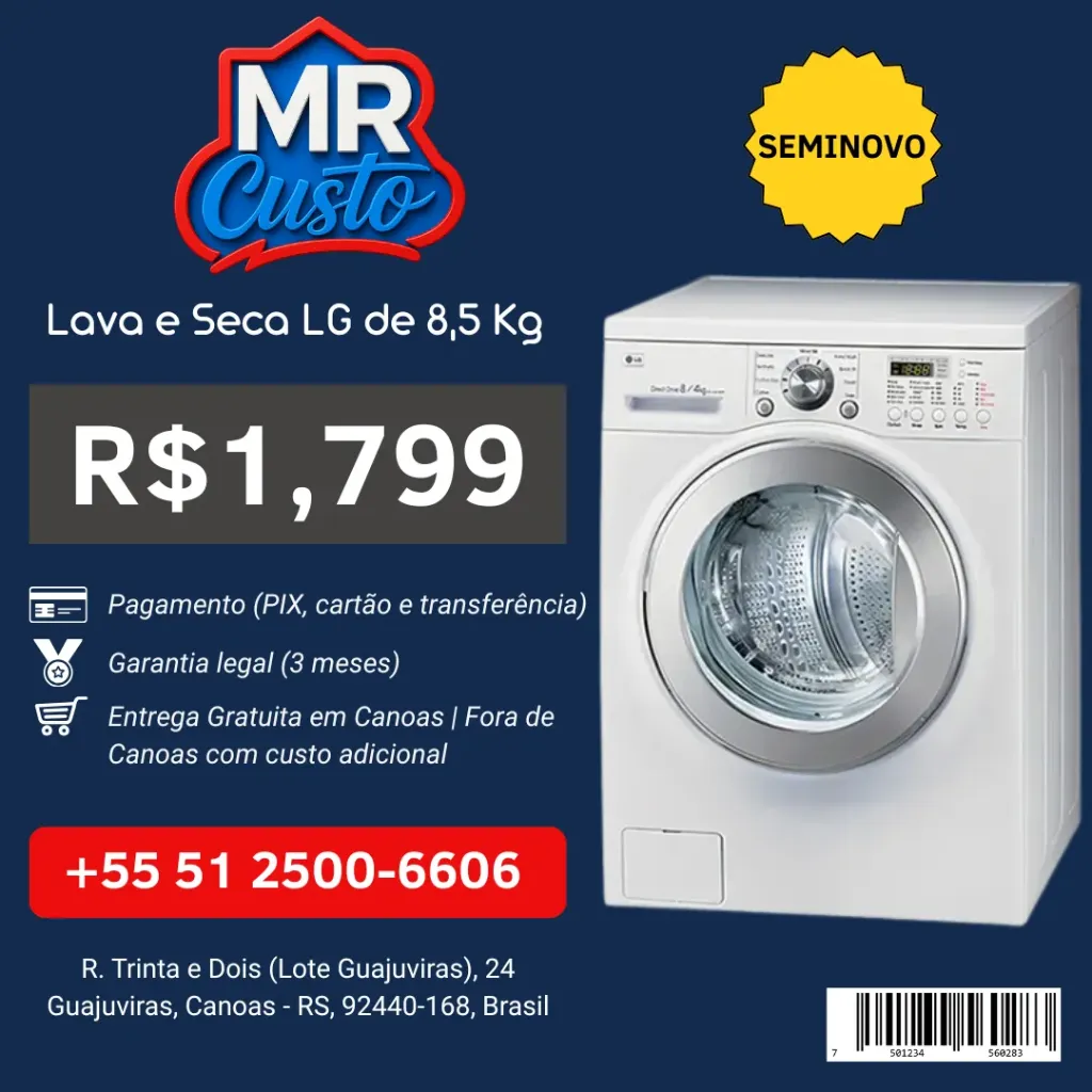 [84000033] Lava e Seca – LG – 8,5 kg – C1485AD – 127V