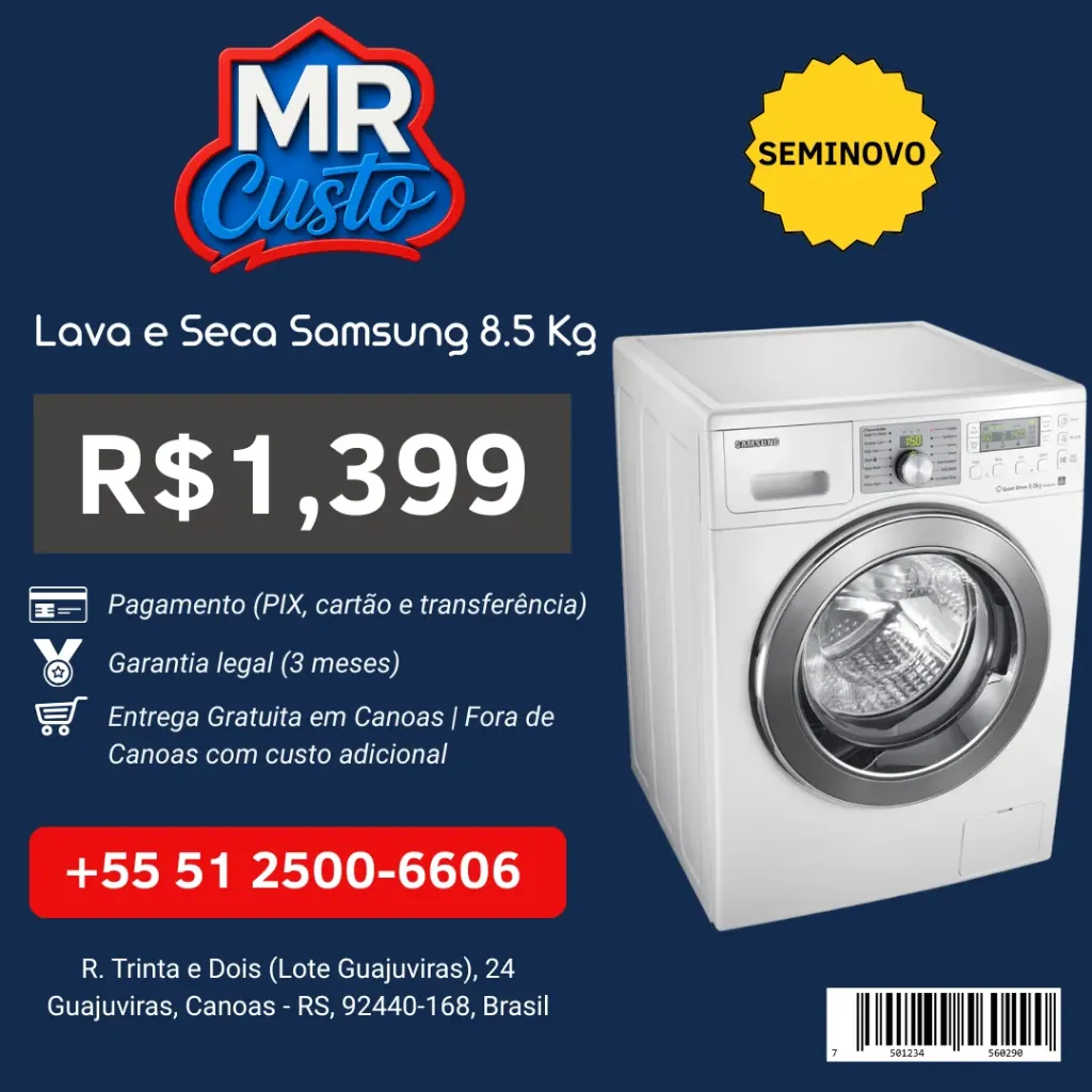 [84000034] Lava e Seca – Samsung – 8.5 kg – WD854 – 127V