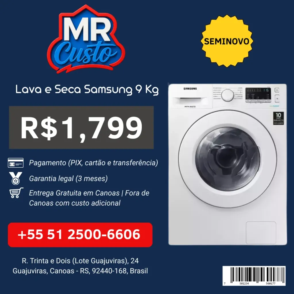 [84000030] Lava e Seca – Samsung 9kg - WD90M4453MWF