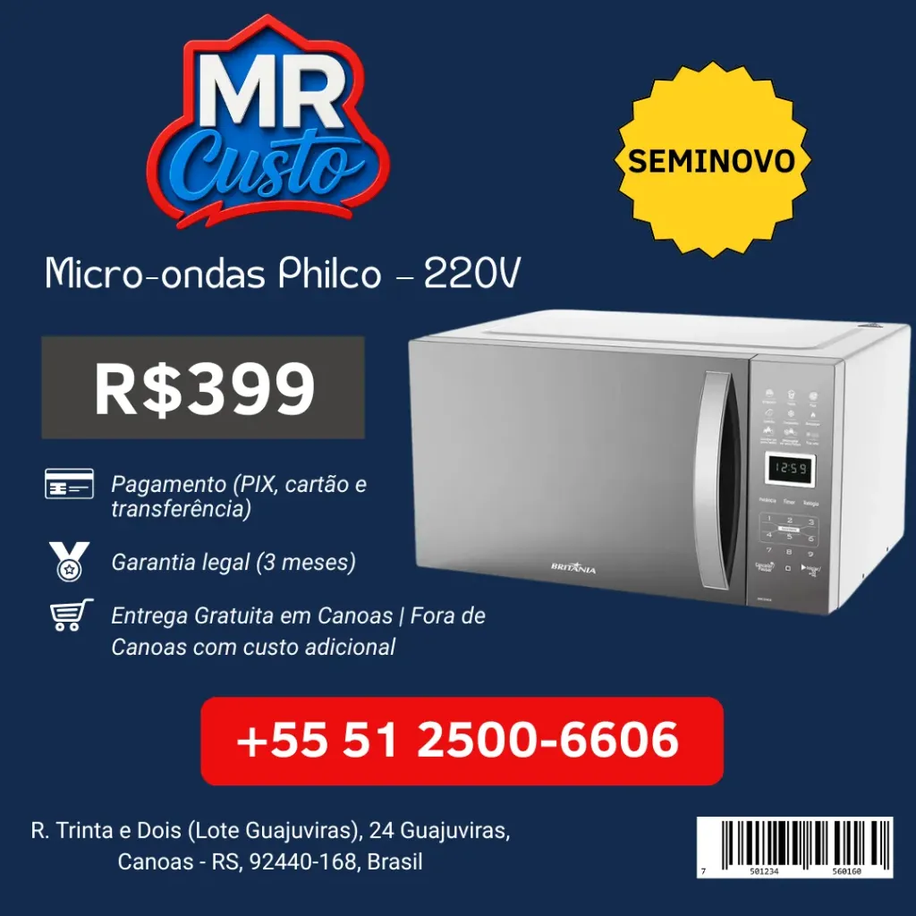 [84000043] Microondas – Philco Britania – 34 L – BM034EB – 220V
