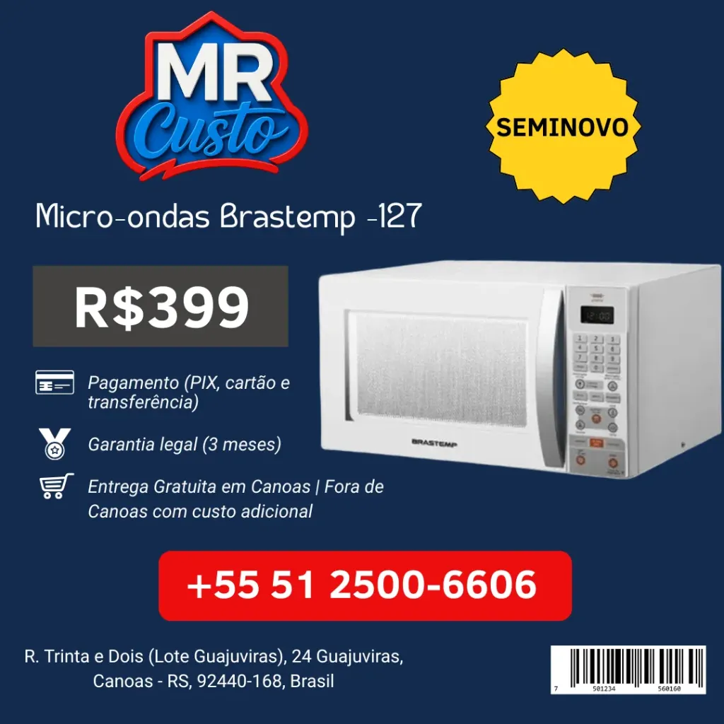 [84000042] Microondas – Brastemp – 30 L – BMG35ABHNA – 127V