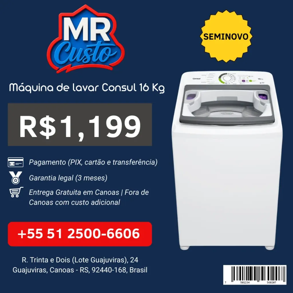 [MAQUINA-DE-LAVAR-CONSUL-16KG-CWL16ABAN] Máquina de Lavar - Consul 16kg - CWL16ABANA