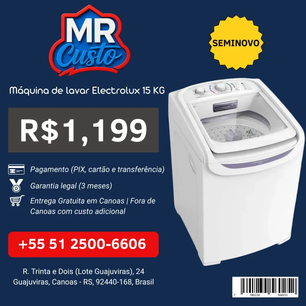 [MAQUINA-DE-LAVAR-ELECTROLUX-15KG-LTD15] Maquina de Lavar - Electrolux 15kg - LTD15