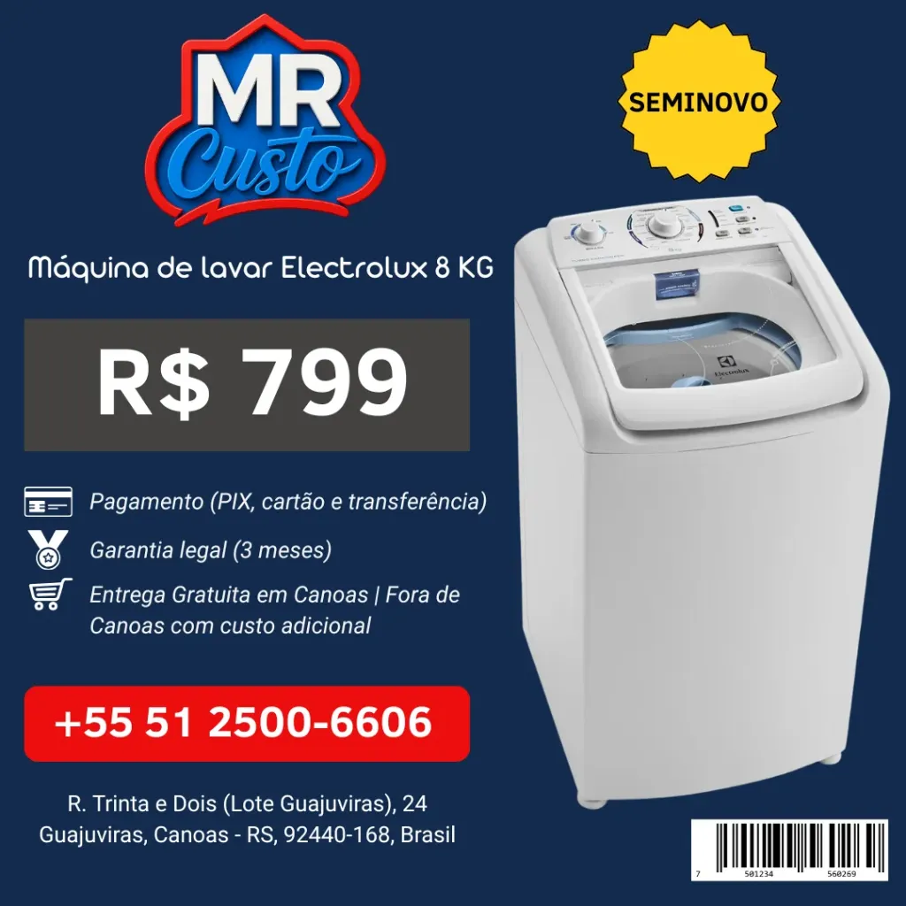 [MAQUINA-DE-LAVAR-ELECTROLUX-8KG-LTE08] Maquina de Lavar - Electrolux 8kg - LTE08