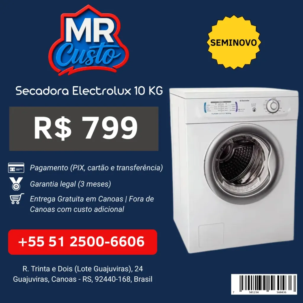 [84000052] Secadora de Roupas - Electrolux 10kg - STR10