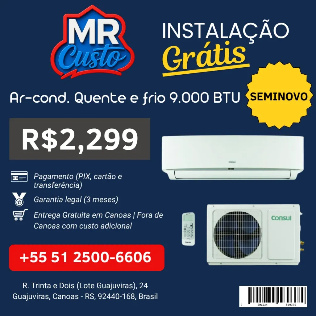 [03062026] Ar Condicionado Split HW Inverter Reverso Consul CBJ09D/CBM09D 9000 BTU 220 V