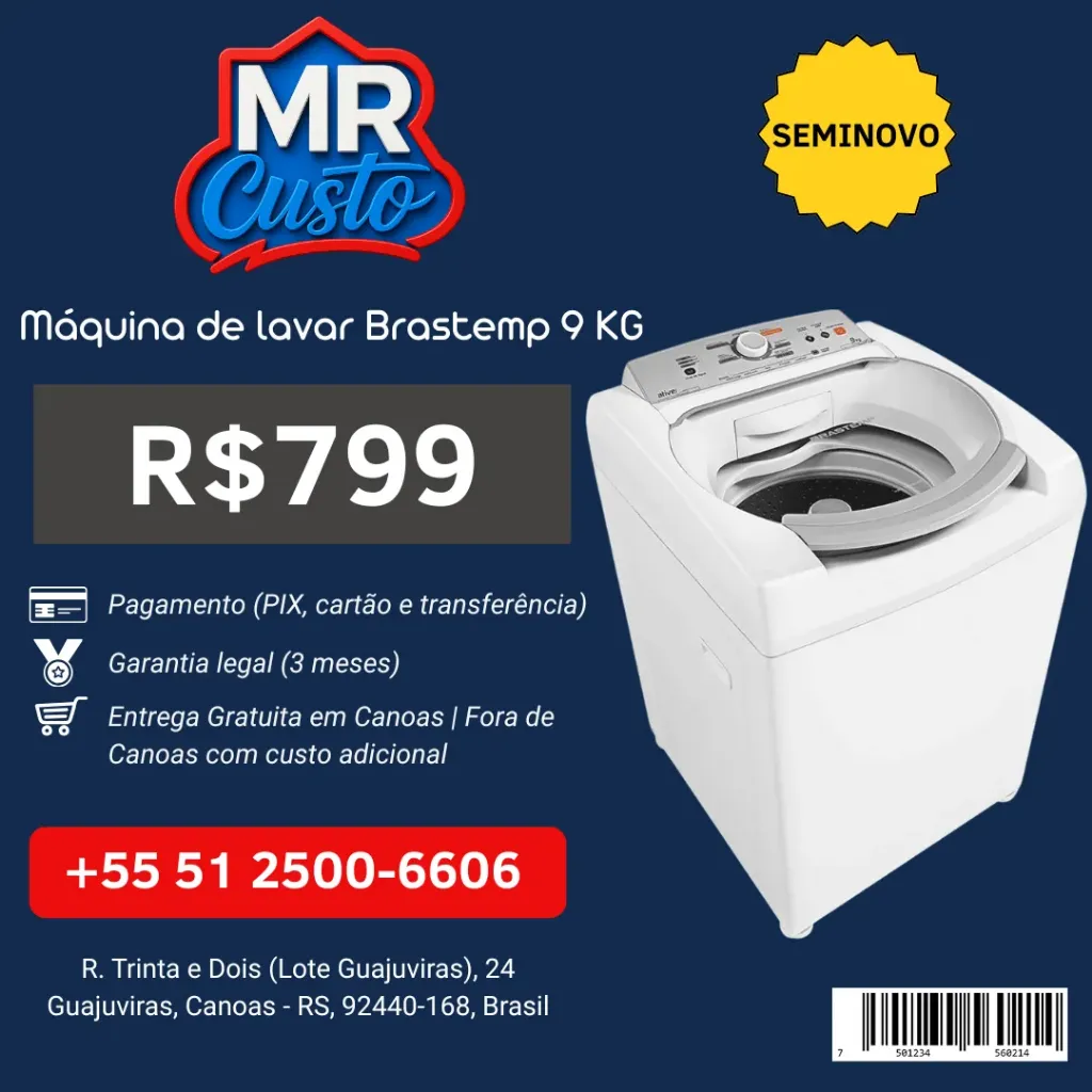 [CB4787660] Máquina de Lavar Brastemp BWL09BBANA70 9 kg 127 V
