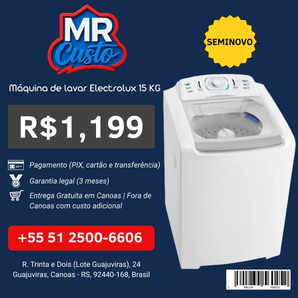 [40904753] Máquina de Lavar Electrolux LTA15 15 kg 127 V