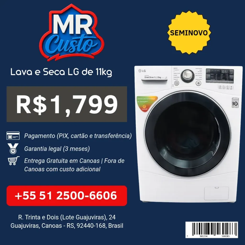 [906SPRW0J614] Lava e Seca LG WD11WP6A 11kg/6kg 220V
