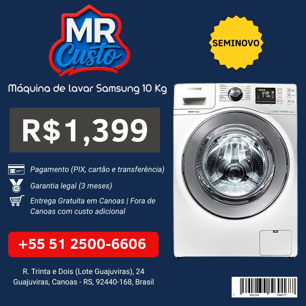 Maquina de Lavar -Samsung WF106U4SAWQ 10 kg 127 V