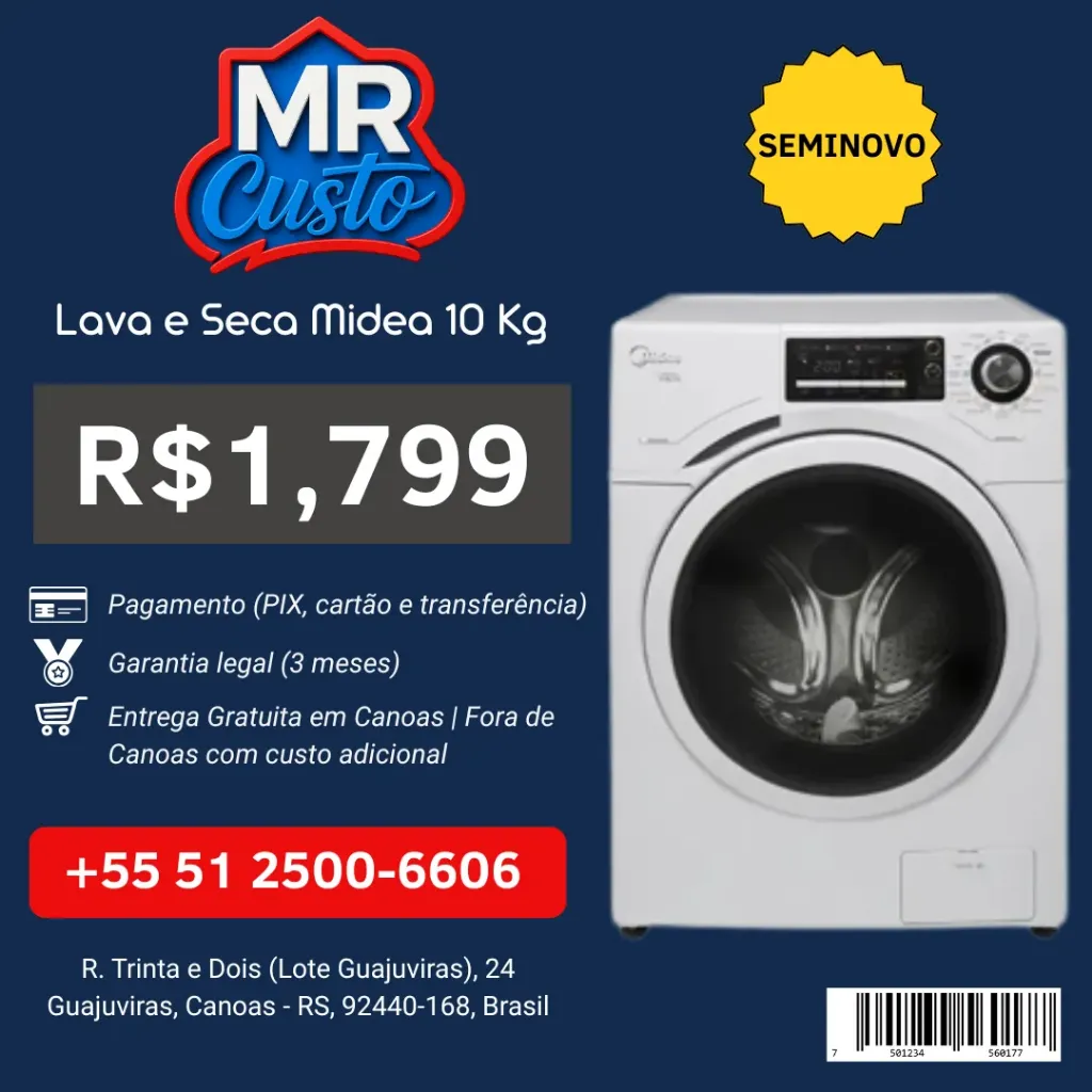 Lava e Seca Automática Midea LSA101 Branco 10,1 kg 127 V