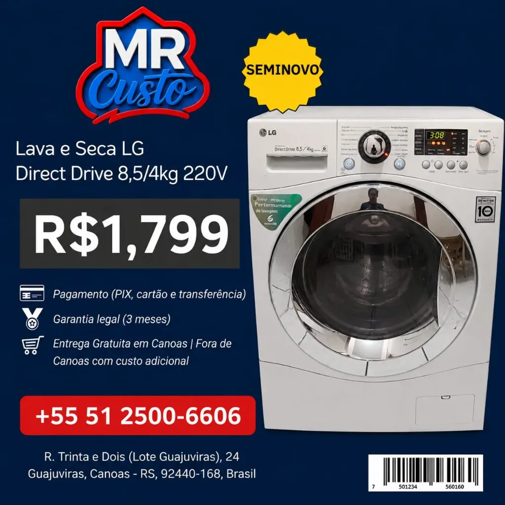[MEZ47225539-2] Lava e Seca LG WD-C1485AD 8.5 kg